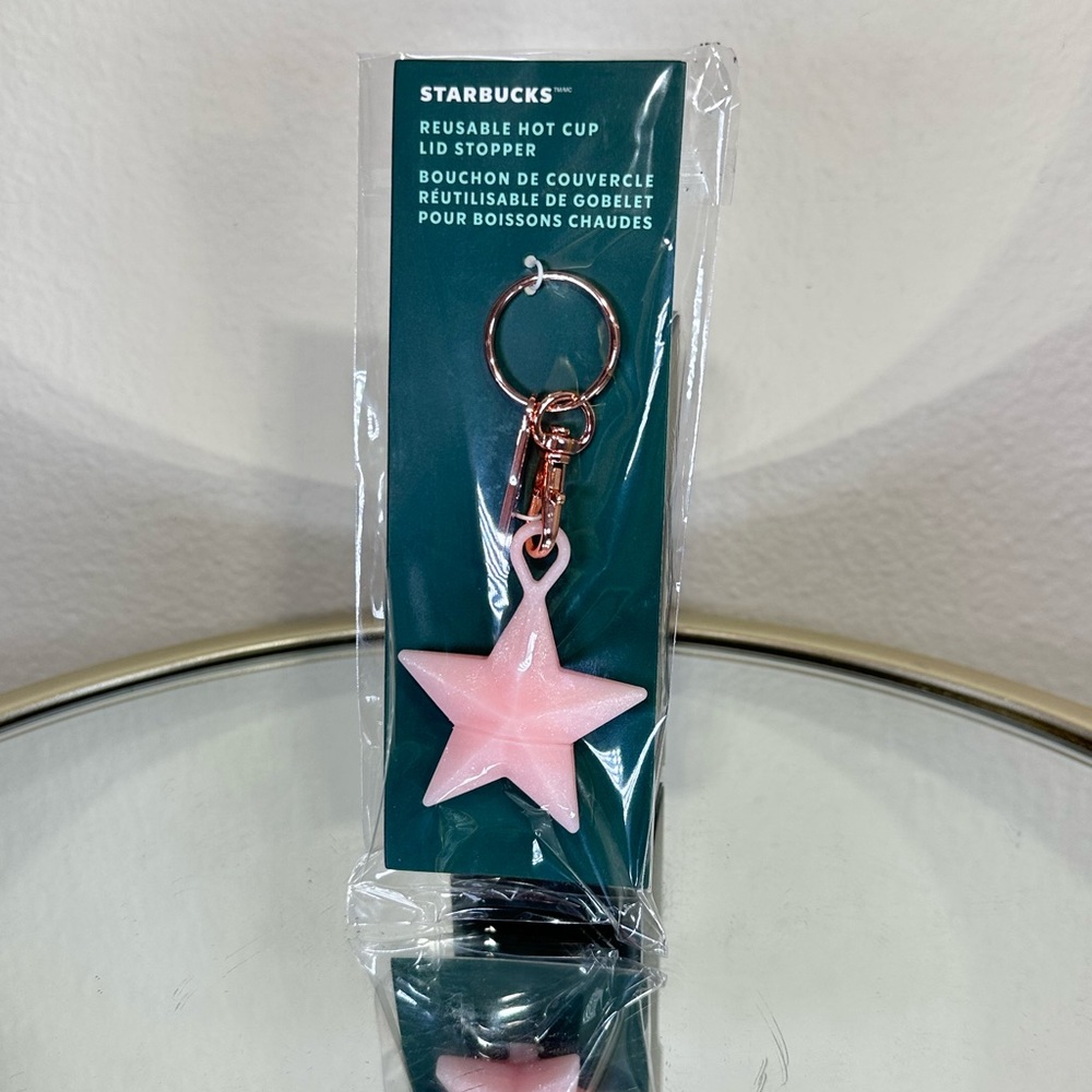 New Holiday SILICONE PINK STAR HOT DRINK PLUG KEYCHAIN